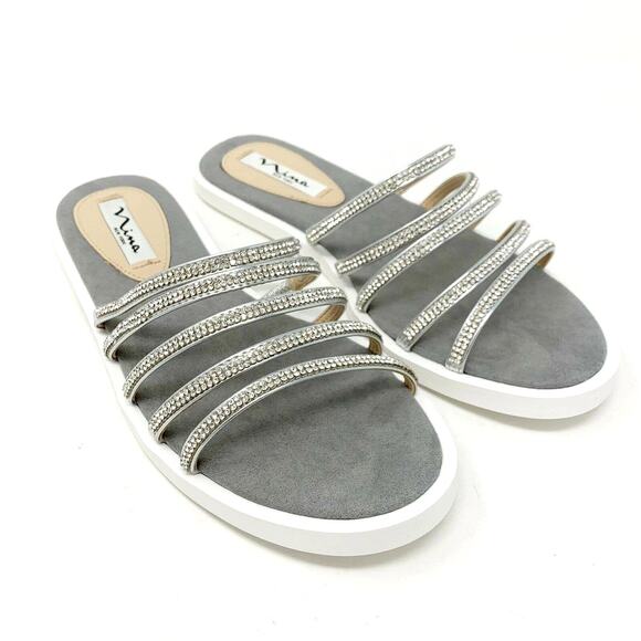 NINA Sabrina Sandal Slides Silver Size 8M - Picture 1 of 6
